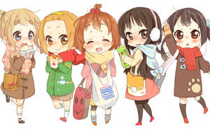 K-on Chibi Characters In Winter Wallpaper