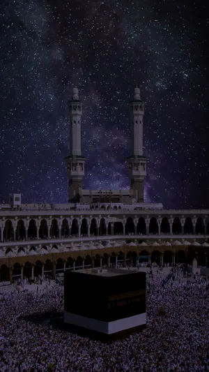 Kaaba Night Starry Sky Wallpaper