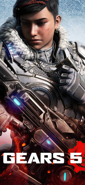 Kait Diaz Holding A Rifle Gears 5 Iphone Wallpaper