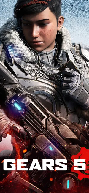 Kait Diaz Holding A Rifle Gears 5 Iphone Wallpaper