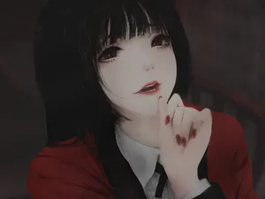 Kakagurui Yumeko With Hand On Chin Wallpaper