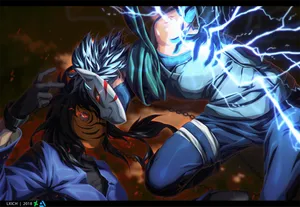 Kakashi And Obito Intense Fight Wallpaper
