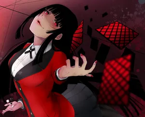 Kakegurui Yumeko Jabami Holding Red Cards Wallpaper