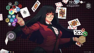 Kakegurui Yumeko Jabami With Glasses And Cards Wallpaper