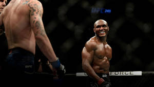 Kamaru Usman Smiling At Opponent Wallpaper