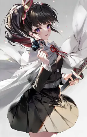 Kanao Tsuyuri Armed With A Dagger From Demon Slayer Wallpaper