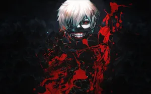 Kaneki Ken With Blood Burst Wallpaper