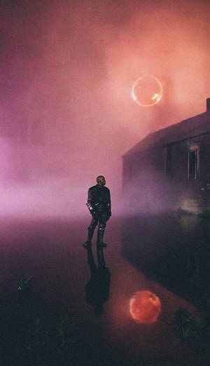 Kanye West Album Cover Featuring A Black And White Floral Portrait Of The Artist Wallpaper