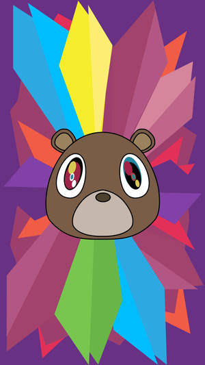 Kanye West Bear Rainbow Aesthetic Geometric Shapes Wallpaper