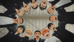 Karasuno Forming A Circle Haikyuu Desktop Wallpaper