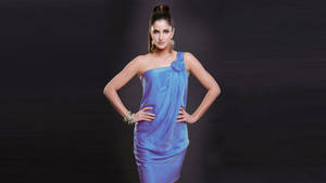 Katrina Kaif Satin Blue Dress Wallpaper