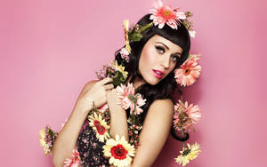 Katy Perry In Floral Dress Wallpaper