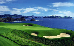 Kauri Cliffs Cool Golf Course Near Sea Wallpaper