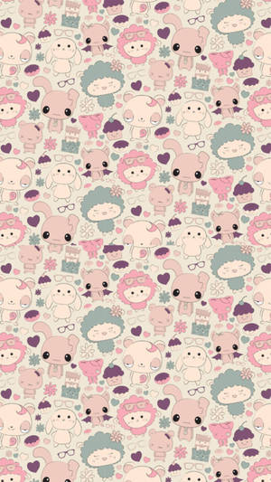 Kawaii Animals Pattern Wallpaper