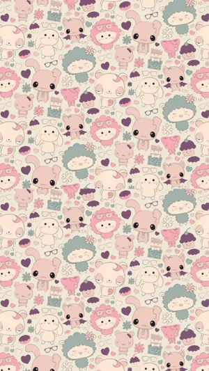 Kawaii Animals Pattern Wallpaper