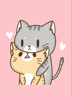 Kawaii Cats Backhug Wallpaper