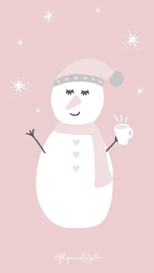Kawaii Christmas Sleeping Snowman Wallpaper