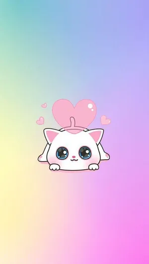 Kawaii Hd Lovely White Cat Wallpaper