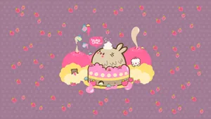 Kawaii Lavender Strawberries Cover Wallpaper