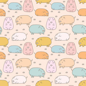 Kawaii Piggy Pattern Art Wallpaper
