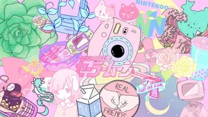 Kawaii Pink Aesthetic Desktop Wallpaper Wallpaper