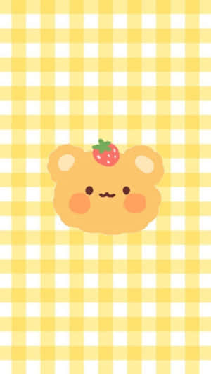 Kawaii Teddy Bear Light Yellow Wallpaper