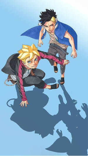 Kawaki And Boruto Approaching Together Wallpaper