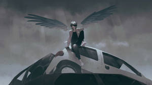 Kazutora Hanemiya With Black Wings Wallpaper