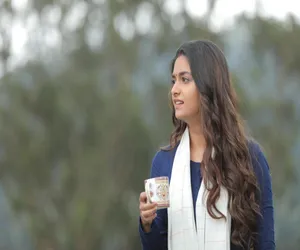 Keerthi Suresh Holding Teacup Hd Wallpaper