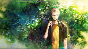 Kei Tsukishima Casual In The Garden Wallpaper