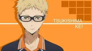 Kei Tsukishima Orange Blocks Wallpaper