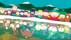 Kenny Mccormick And Friends River Reflection Wallpaper