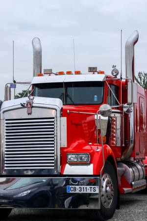 Kenworth Cherry Red Truck Wallpaper