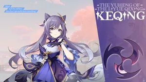 Keqing Strikes A Powerful Pose Wallpaper