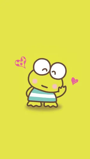 Keroppi In Blue White Stripe Shirt Wallpaper