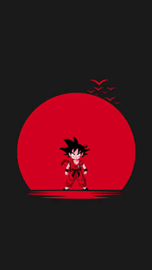 Kid Goku Minimalist Sunset Art Wallpaper