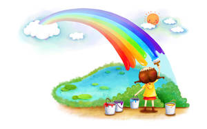 Kid's Rainbow Paint Wallpaper