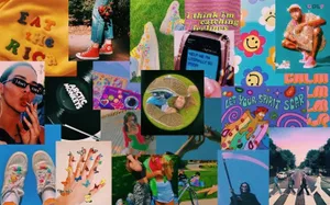 Kidcore Desktop Typical Collage Figures Wallpaper