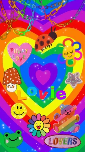 Kidcore Rainbow Heart Wallpaper