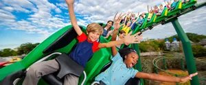 Kids Enjoying Rollercoaster At Legoland Wallpaper