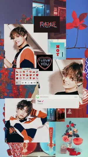 Kim Tae-hyung Aesthetic Red And Blue Wallpaper