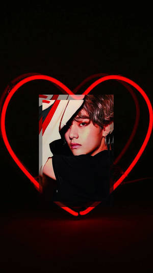 Kim Taehyung In Red Aesthetic Heart Wallpaper