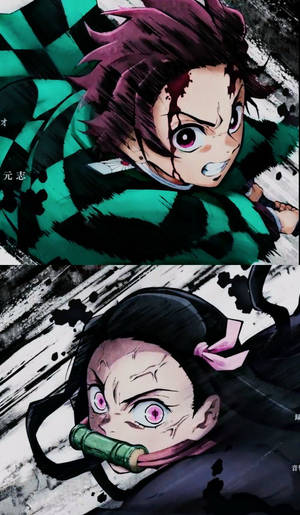Kimetsu No Yaiba Tanjiro Nezuko Collage Wallpaper