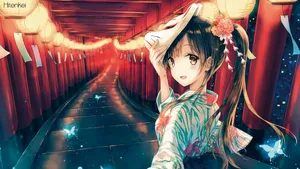 Kimono And Mask For Girls Wallpaper
