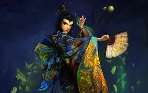 Kimono Girl Dancer Wallpaper