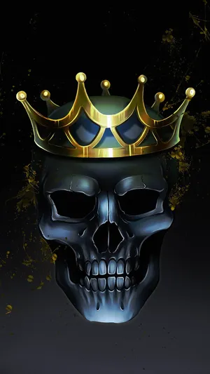 King And Queen Crown On Black Skull Wallpaper
