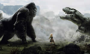 King Kong Dominates The City Skyline Wallpaper