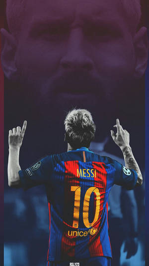 King Messi Pointing Up Wallpaper