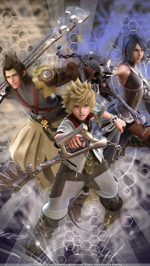 Kingdom Hearts Holding Weapons Phone Wallpaper