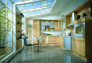 Kitchen Design With Large Window Wallpaper